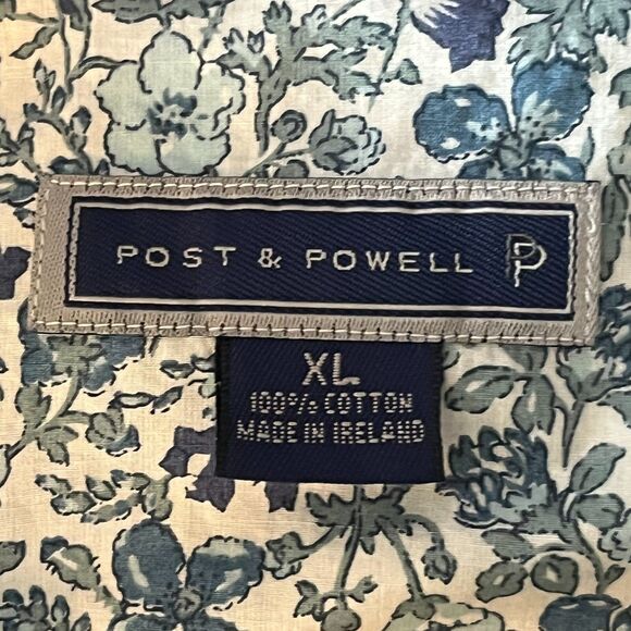 Post & Powell 100% Cotton Floral XL Lightweight Boho Ireland Button Dress Shirt - Picture 6 of 7